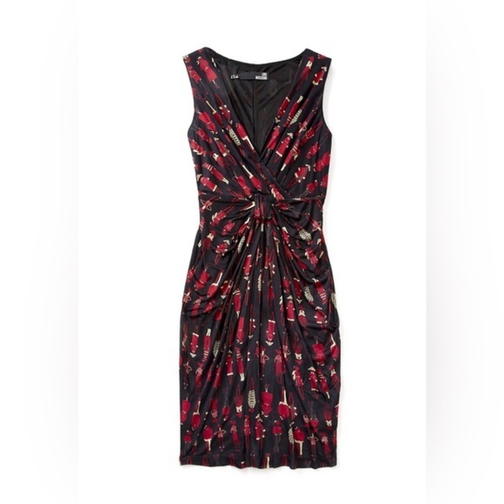 Love Moschino Dress Girl Knotted Front Sleeveless black and red print